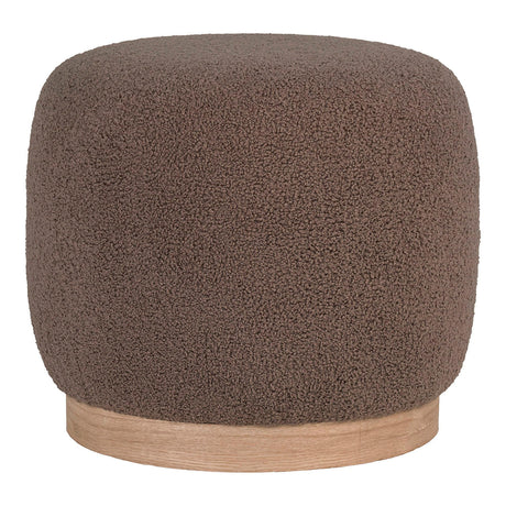 Belfort Brown Boucle Fabric Round Pouf-2