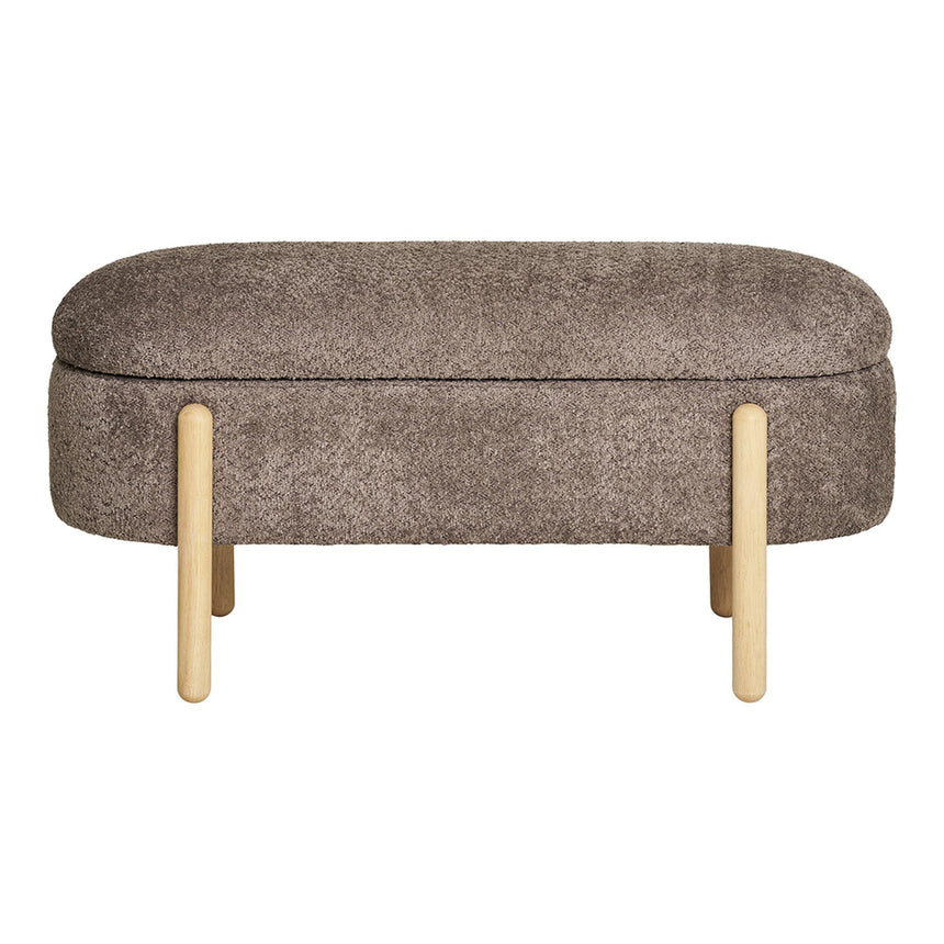 Branca Brown Fabric Ottoman Storage Oval Bench-3