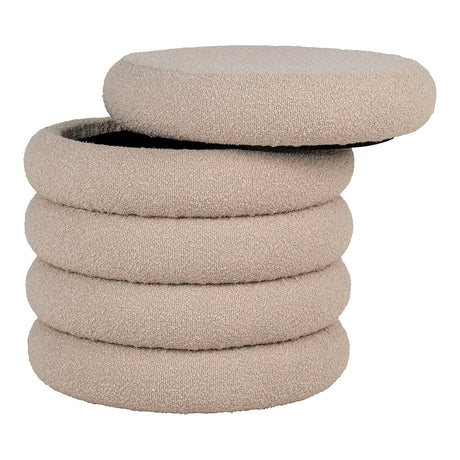 Brooklyn Beige Boucle Fabric Round Pouf-2