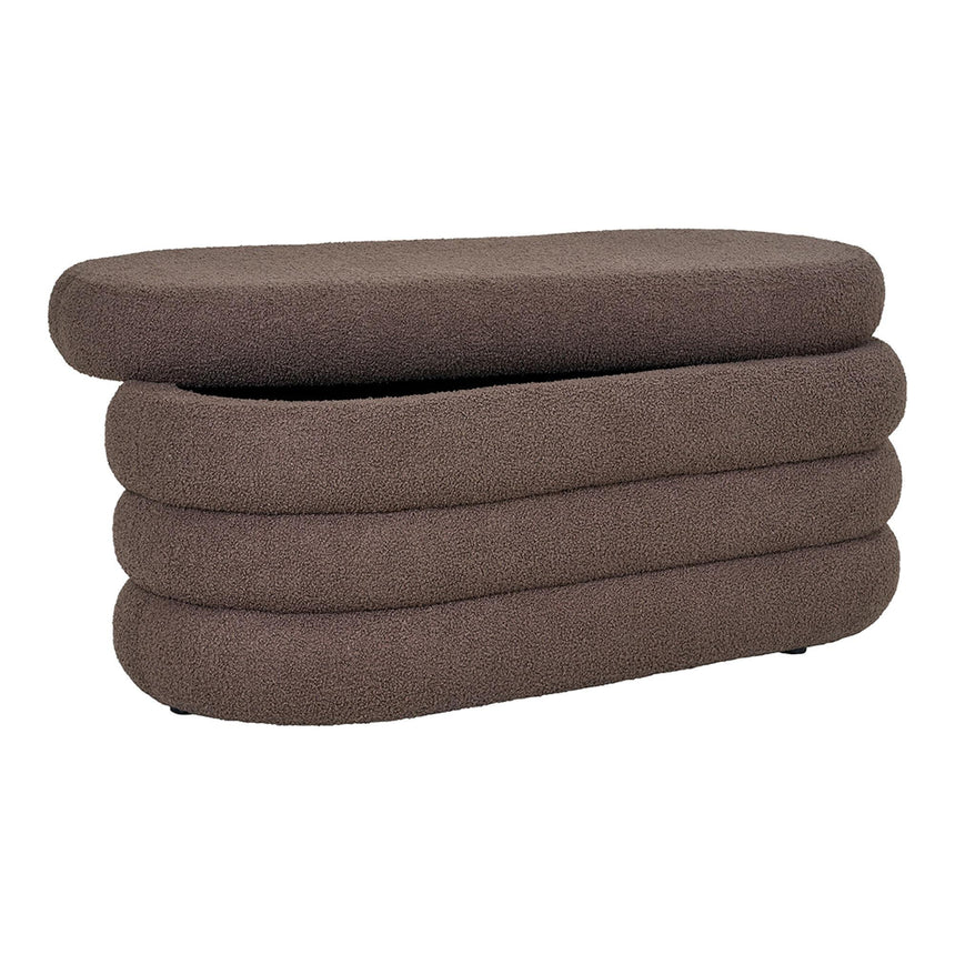 Dartford Brown Boucle Fabric Oval Bench-4