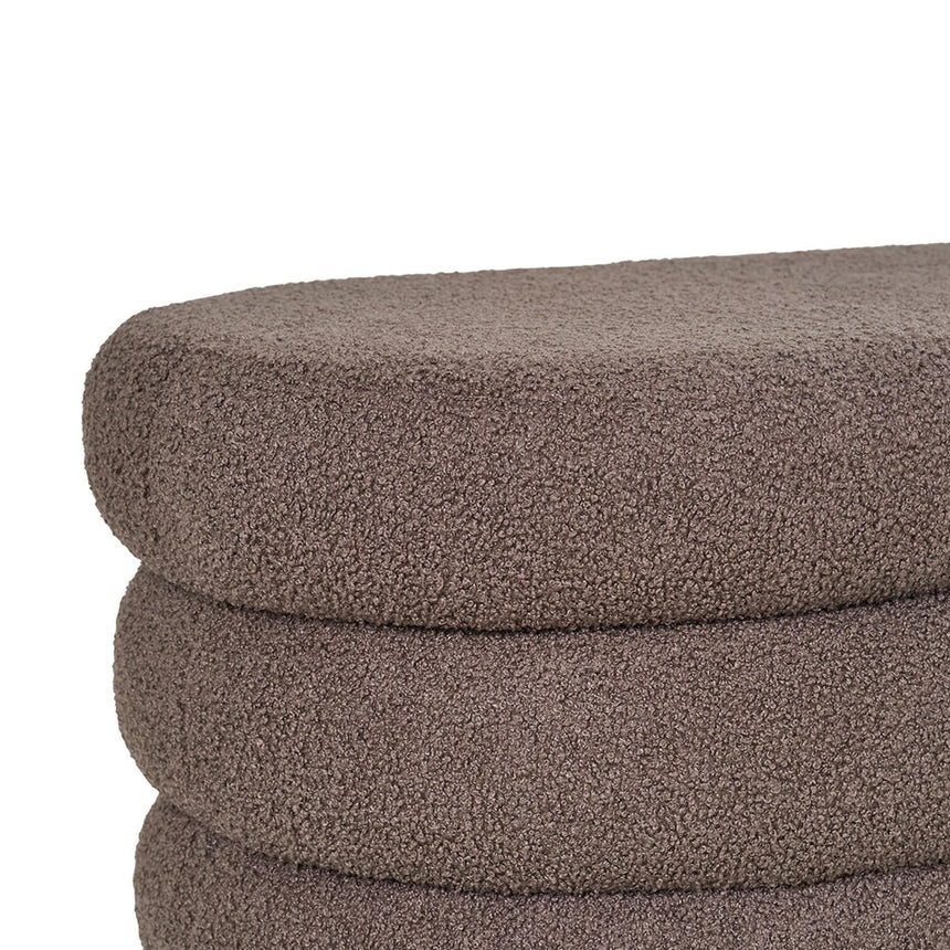 Dartford Brown Boucle Fabric Oval Bench-5