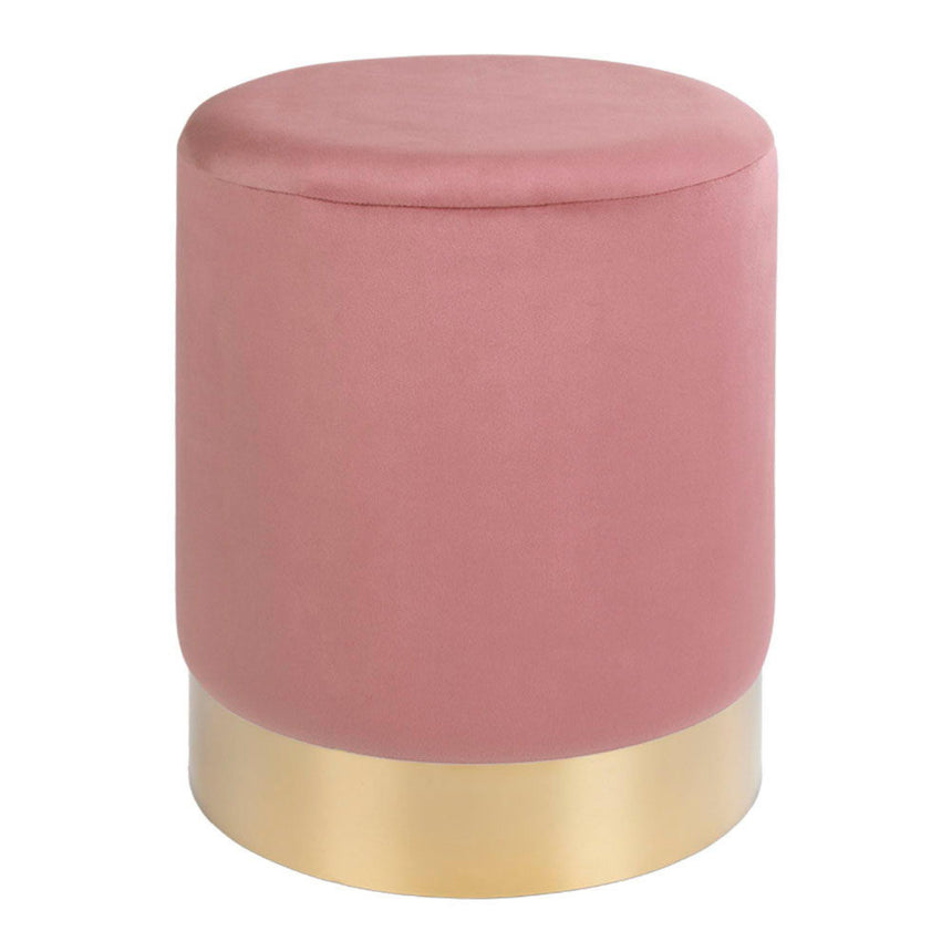 Hampton Rose Velvet Fabric Round Pouf-2