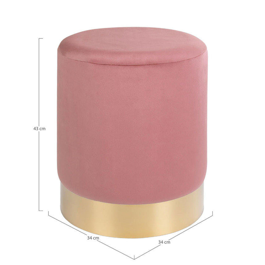 Hampton Rose Velvet Fabric Round Pouf-3