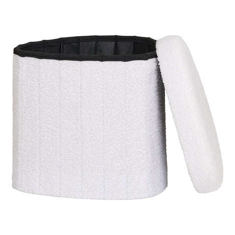 Medford White Fabric Storage Pouf-2