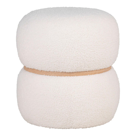 Milford White Boucle Fabric Round Pouf-2