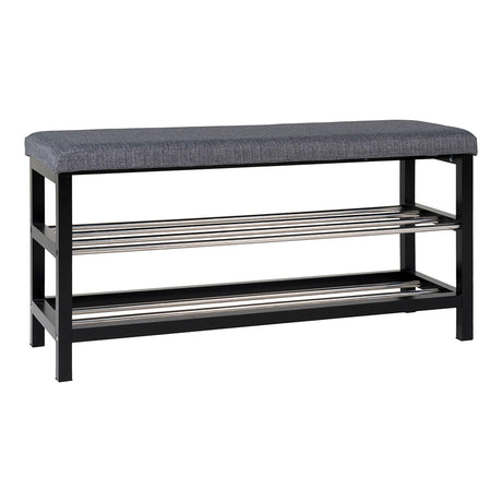 Padova Grey Fabric Bench with Shelves-2