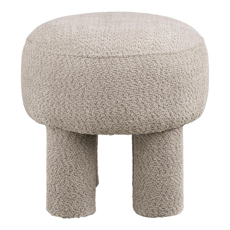 Perth Light Grey Fabric Round Pouf-2