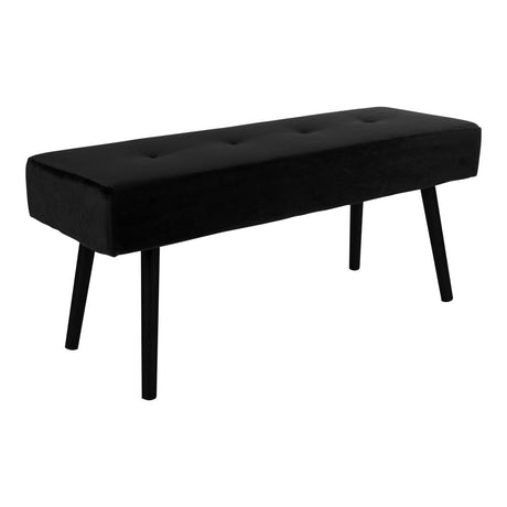 Skiby Black Velvet Fabric Bench-2