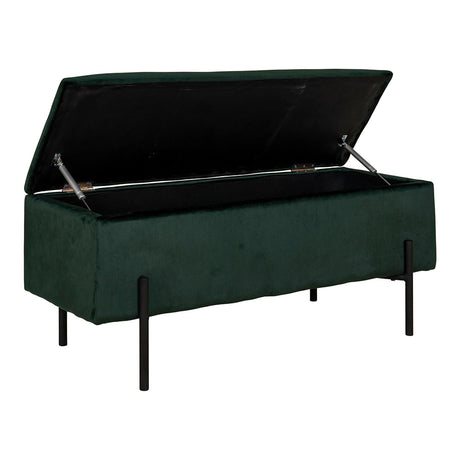 Watford Green Velvet Fabric Storage Bench-2