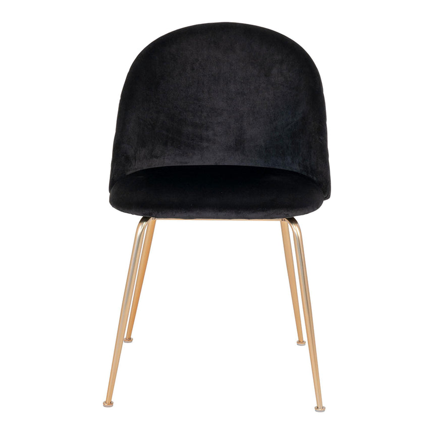 2 x Geneve Black Velvet Fabric Dining Chair with Gold Legs-2
