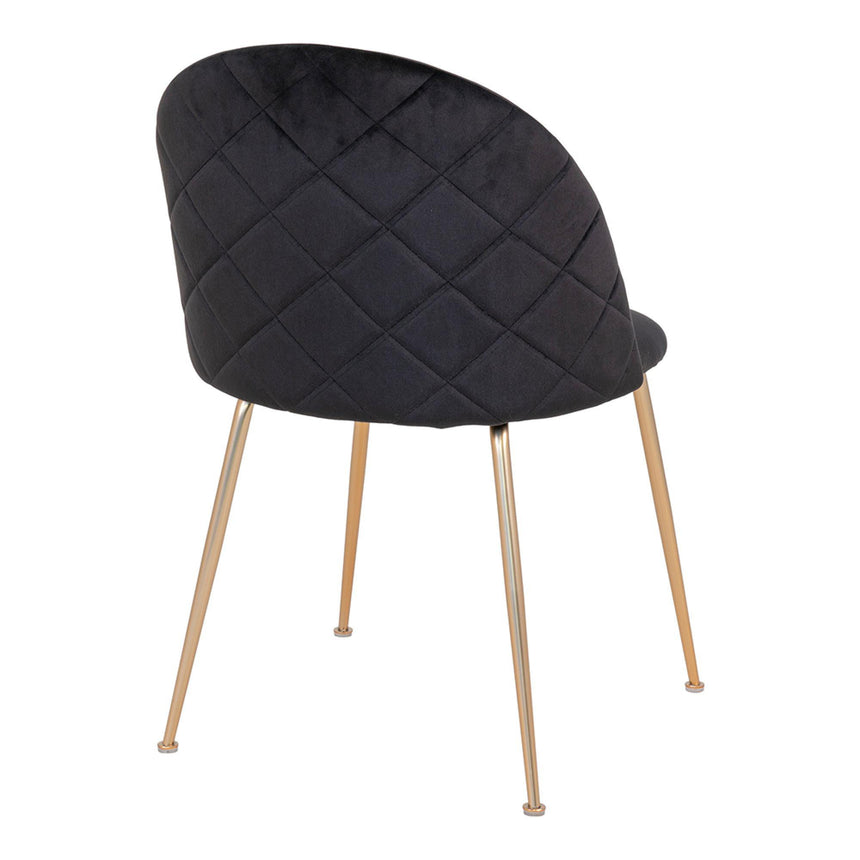 2 x Geneve Black Velvet Fabric Dining Chair with Gold Legs-4