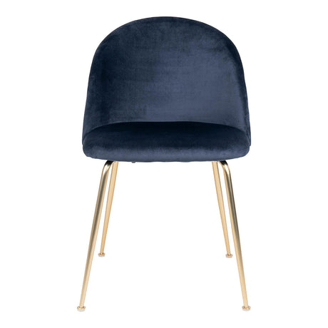 2 x Geneve Blue Velvet Fabric Dining Chair with Gold Legs-2
