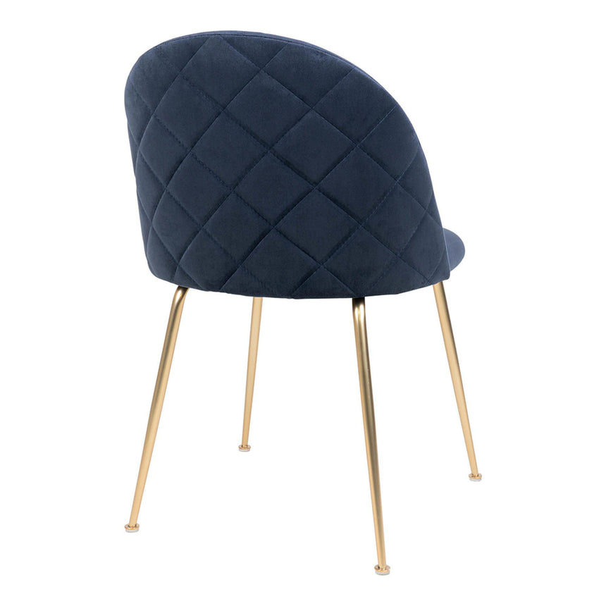 2 x Geneve Blue Velvet Fabric Dining Chair with Gold Legs-5