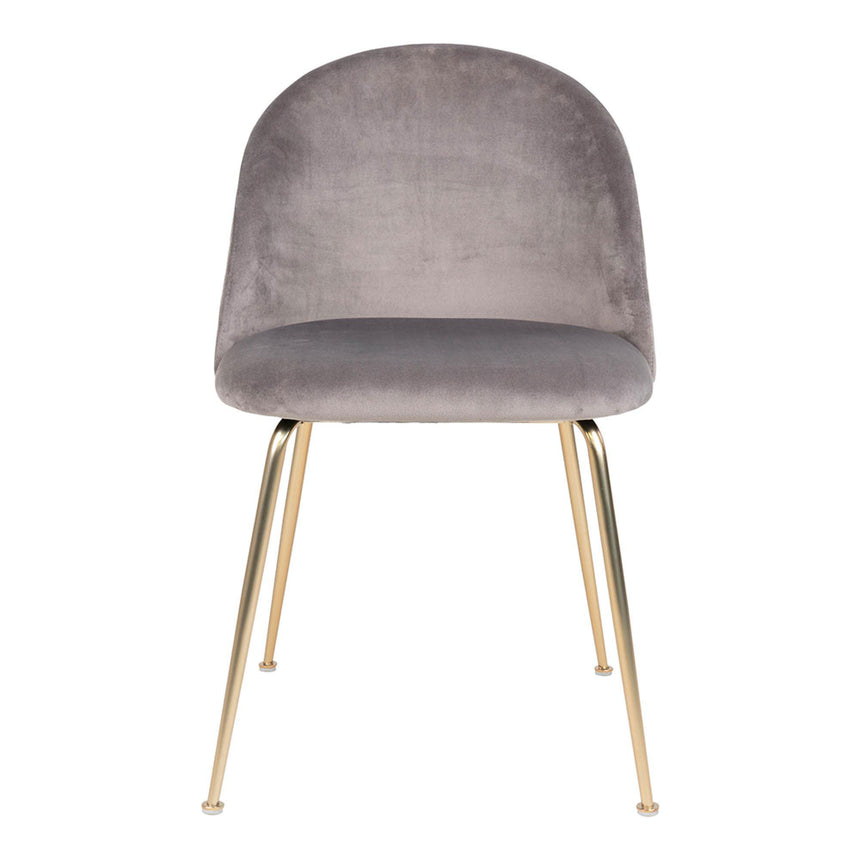 2 x Geneve Grey Velvet Fabric Dining Chair with Gold Legs-2