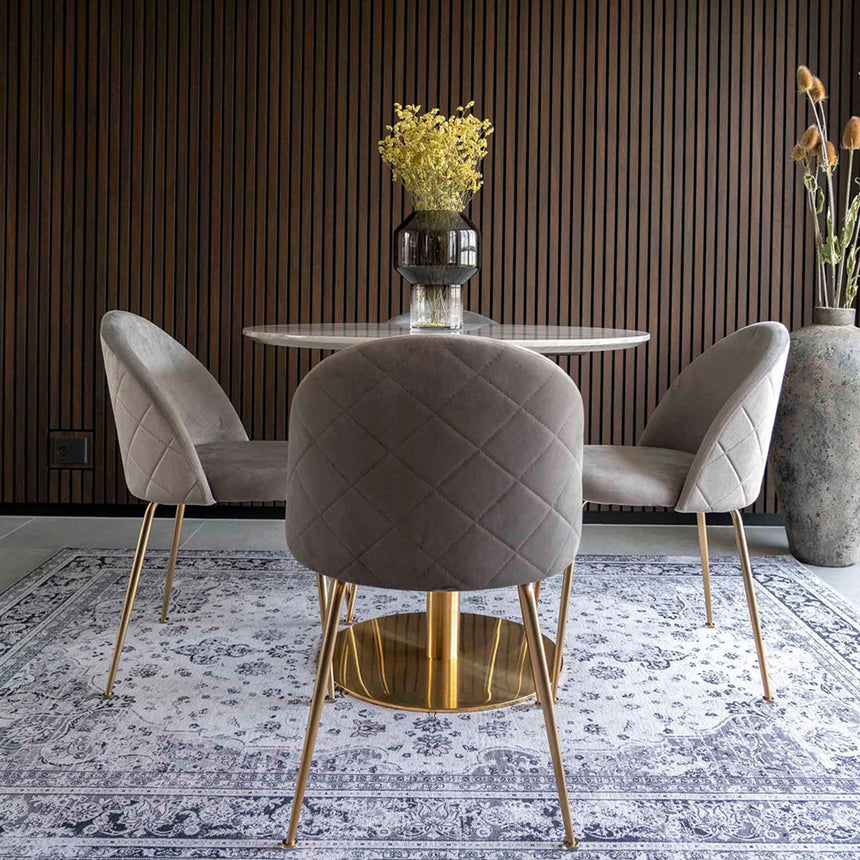 2 x Geneve Grey Velvet Fabric Dining Chair with Gold Legs-7