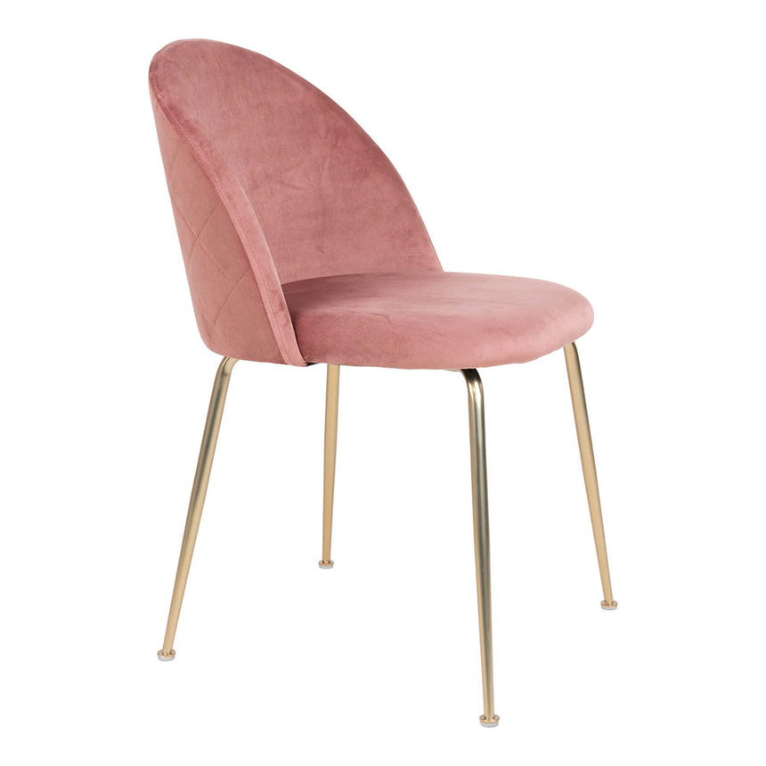 2 x Geneve Rose Velvet Fabric Dining Chair with Gold Legs-4