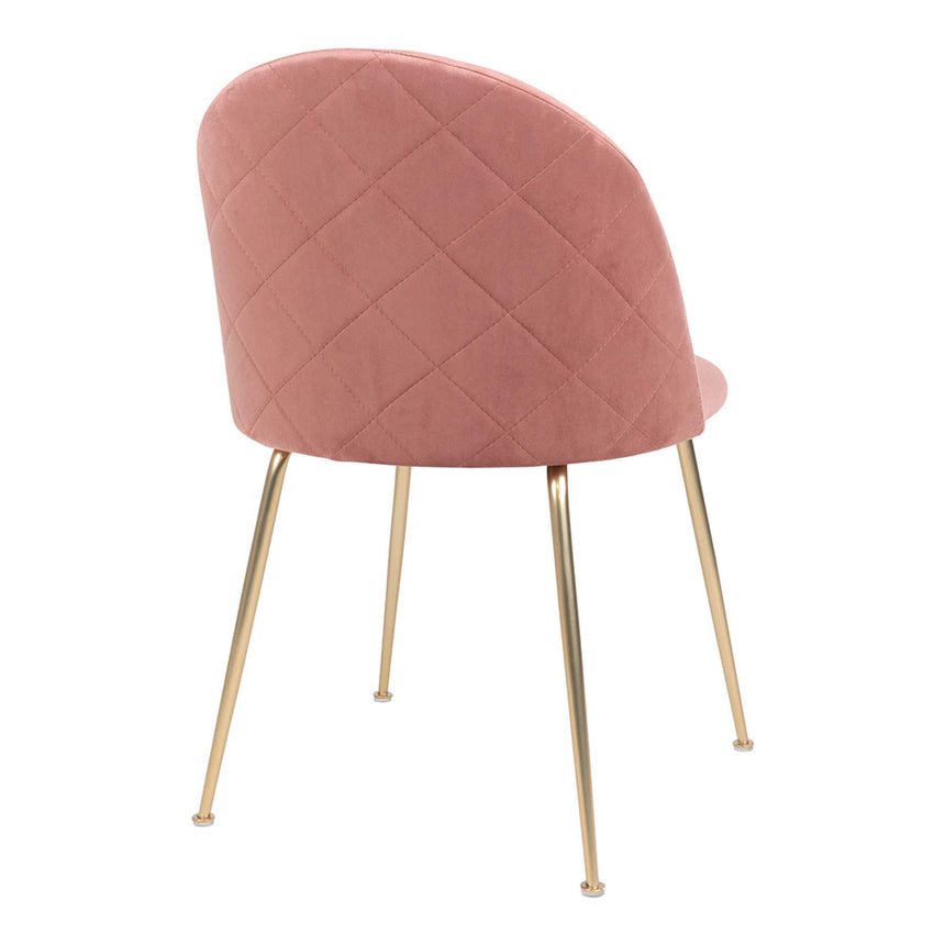 2 x Geneve Rose Velvet Fabric Dining Chair with Gold Legs-5