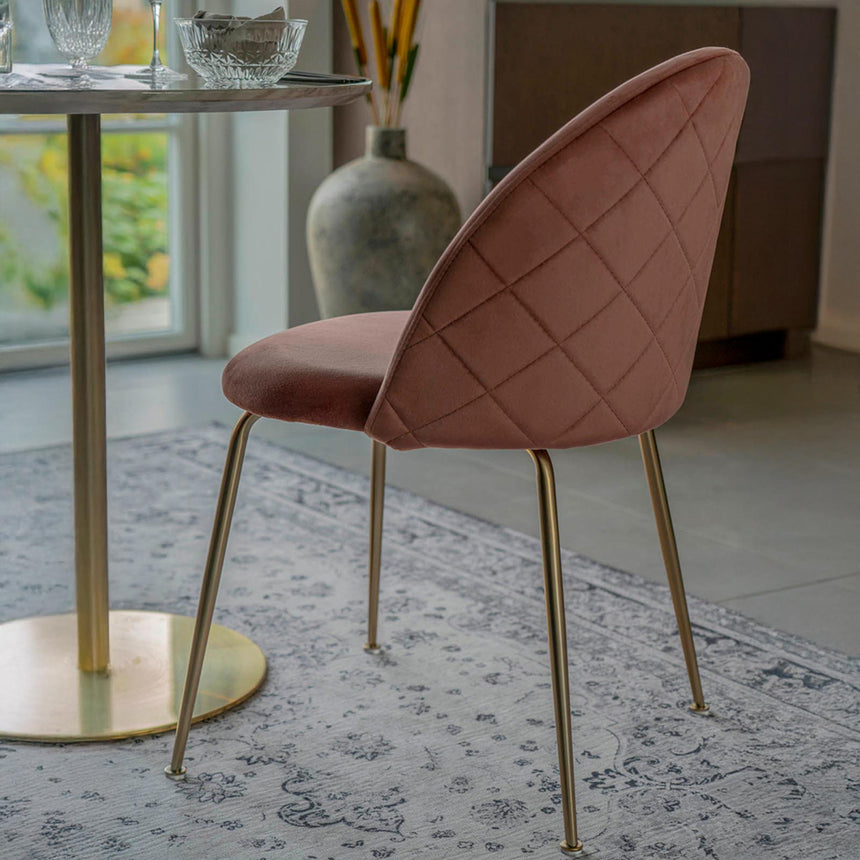 2 x Geneve Rose Velvet Fabric Dining Chair with Gold Legs-6