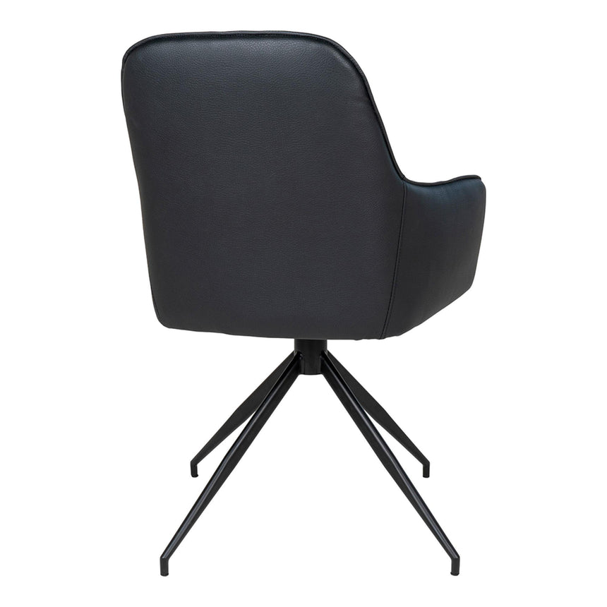2 x Harbo Black Leather Swivel Dining Chair-4
