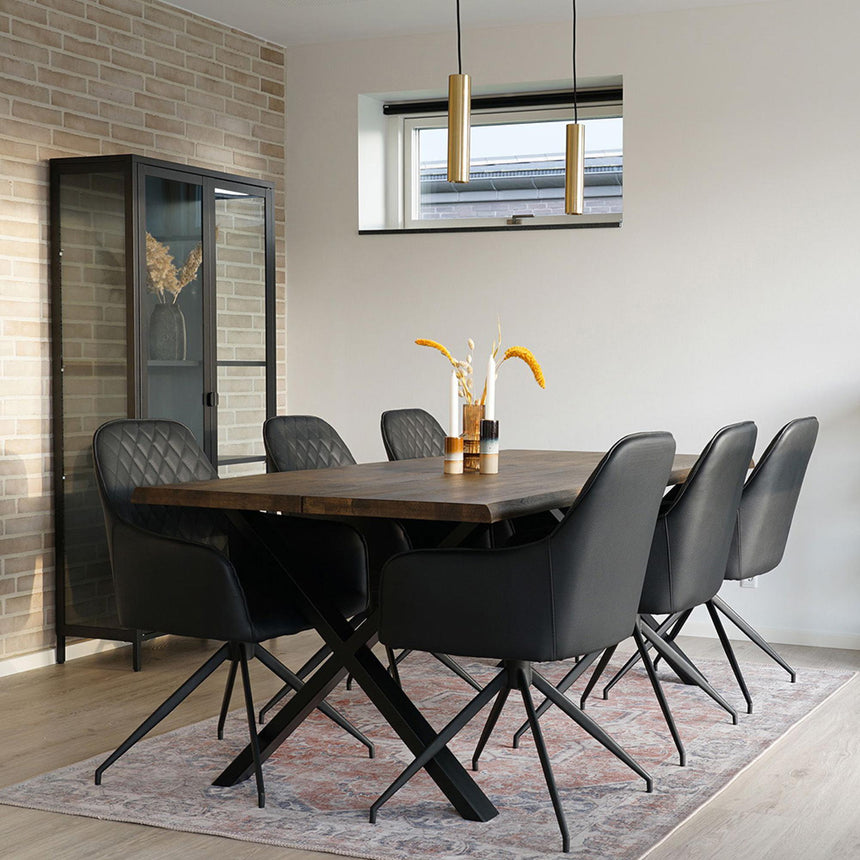 2 x Harbo Black Leather Swivel Dining Chair-6