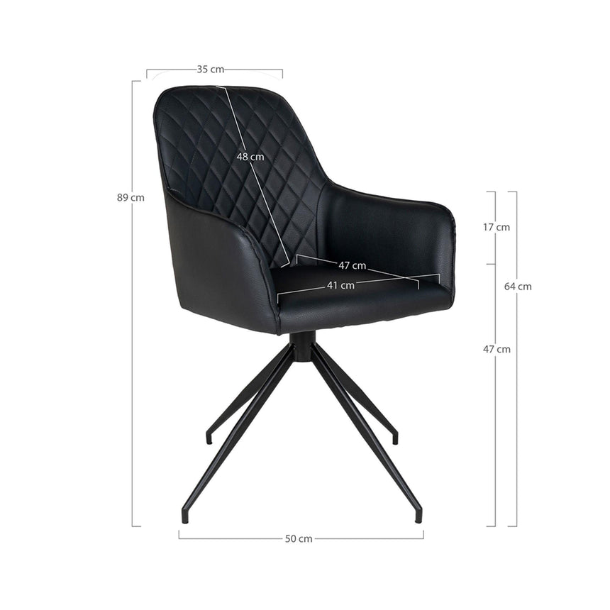 2 x Harbo Black Leather Swivel Dining Chair-8