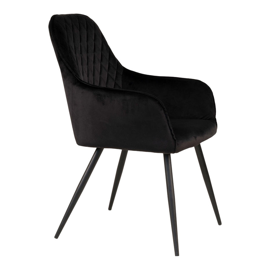2 x Harbo Black Velvet Fabric Dining Chair-3