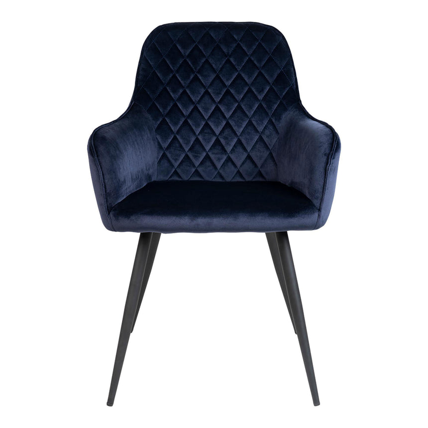 2 x Harbo Blue Velvet Fabric Dining Chair-2