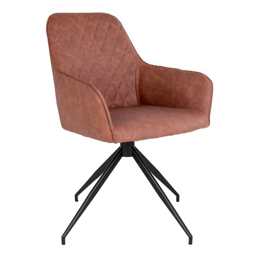 2 x Harbo Brown Leather Swivel Dining Chair-2