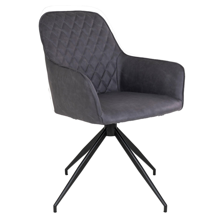 2 x Harbo Dark Grey Leather Swivel Dining Chair-2