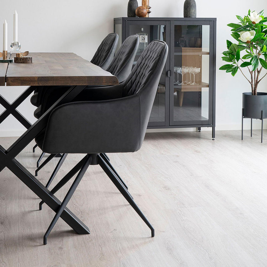 2 x Harbo Dark Grey Leather Swivel Dining Chair-3