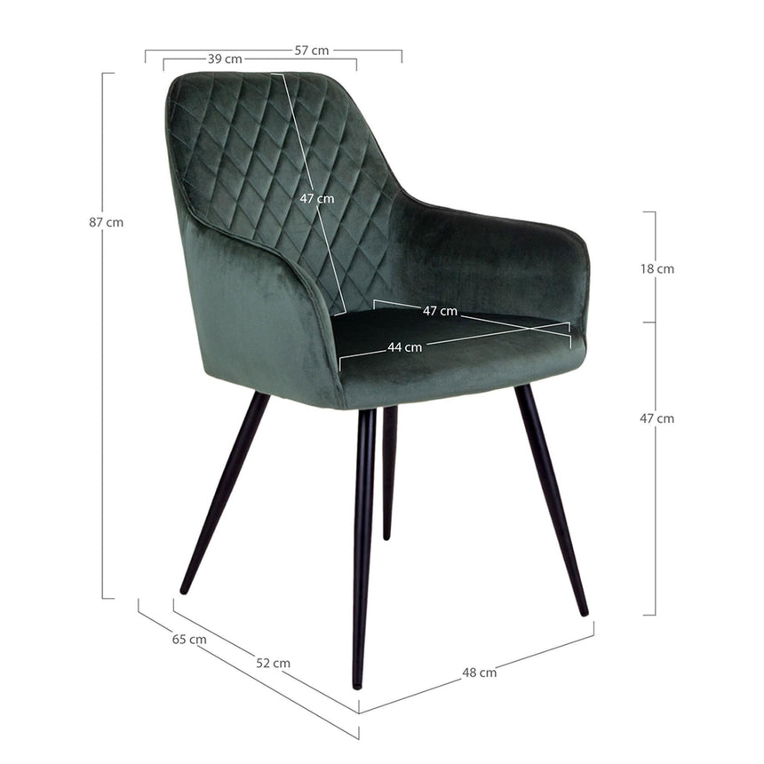 2 x Harbo Green Velvet Fabric Dining Chair-6