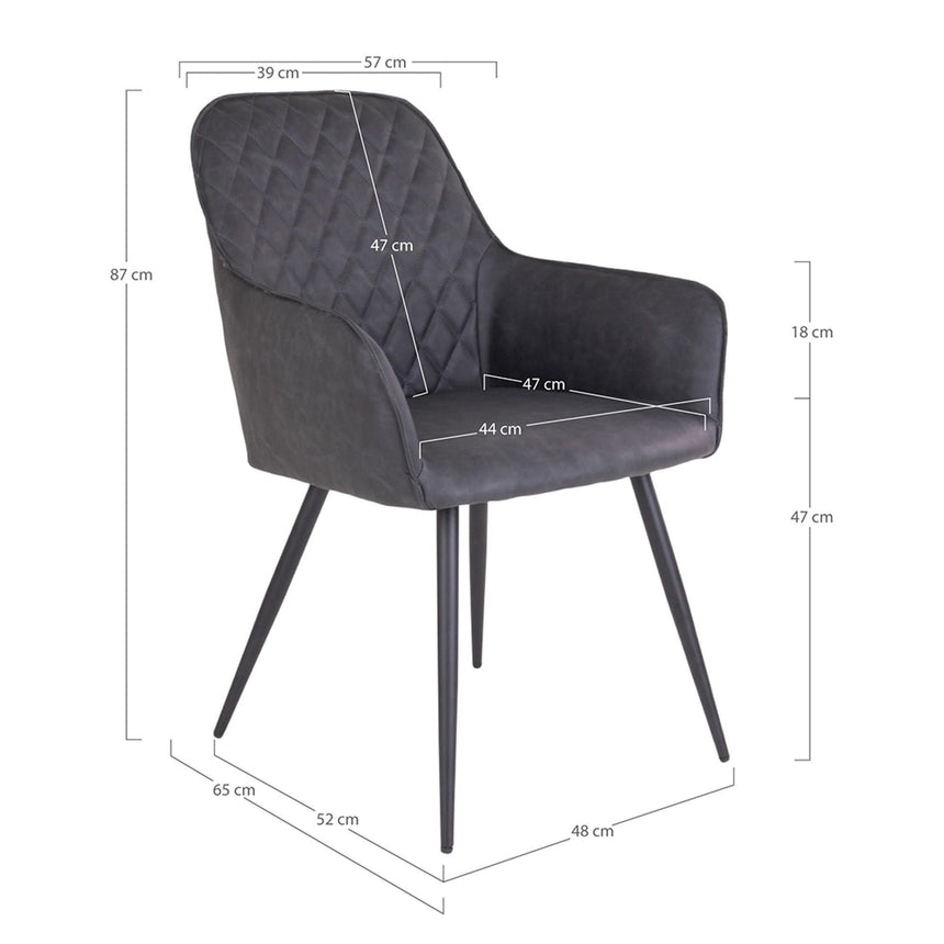 2 x Harbo Grey Faux Leather Dining Chair-8