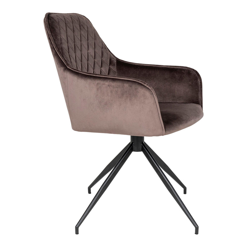 2 x Harbo Light Brown Velvet Fabric Swivel Dining Chair-3