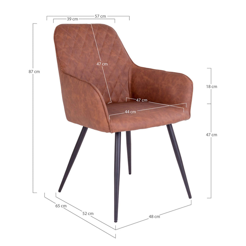 2 x Harbo Vintage Brown Faux Leather Dining Chair-8