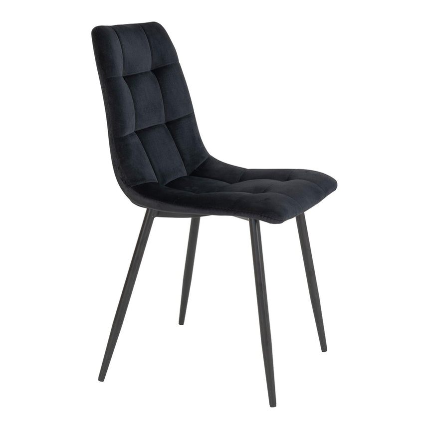 2 x Middelfart Black Velvet Fabric Dining Chair-3