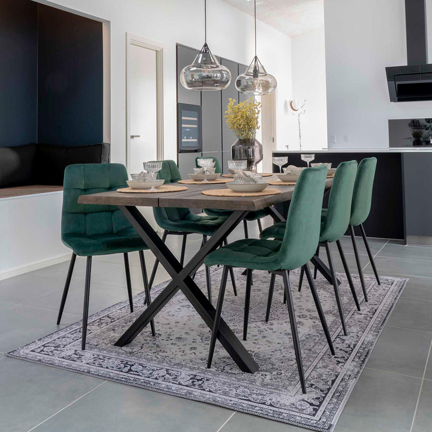 2 x Middelfart Dark Green Velvet Fabric Dining Chair-6