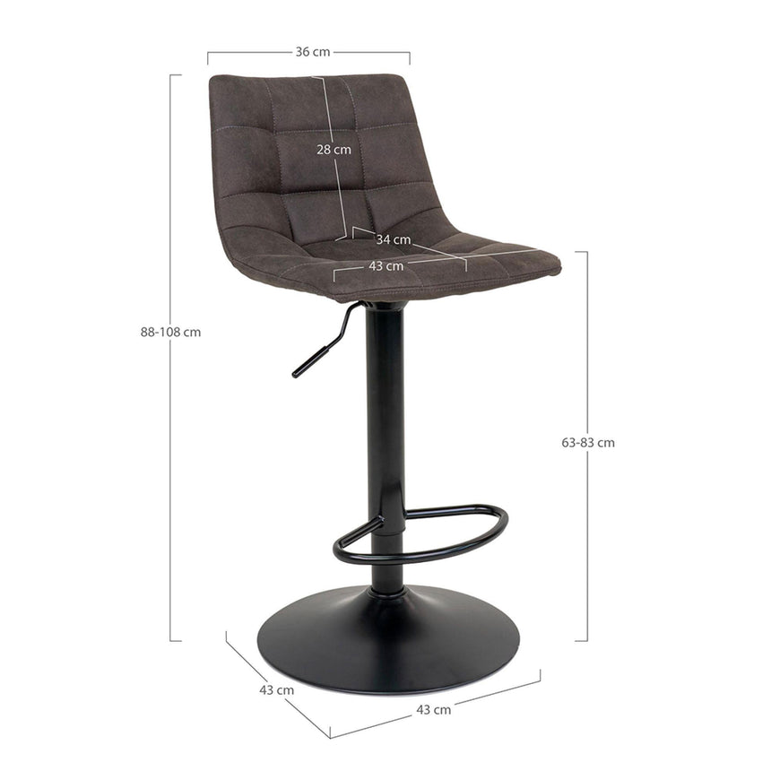 2 x Middelfart Dark Grey Fabric Barstool-7