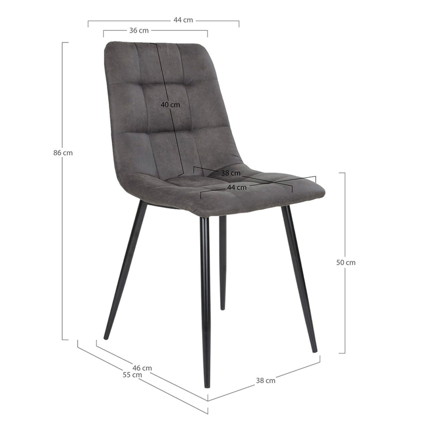 2 x Middelfart Dark Grey Fabric Dining Chair-8