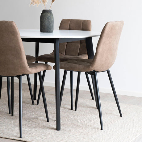 2 x Middelfart Light Brown Fabric Dining Chair-8