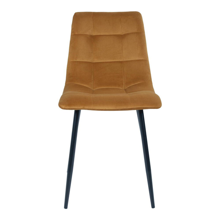 2 x Middelfart Mustard Velvet Fabric Dining Chair-2