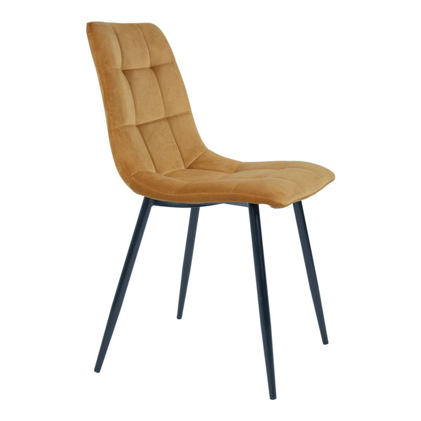 2 x Middelfart Mustard Velvet Fabric Dining Chair-4
