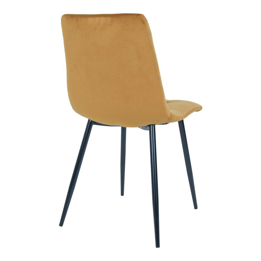 2 x Middelfart Mustard Velvet Fabric Dining Chair-5