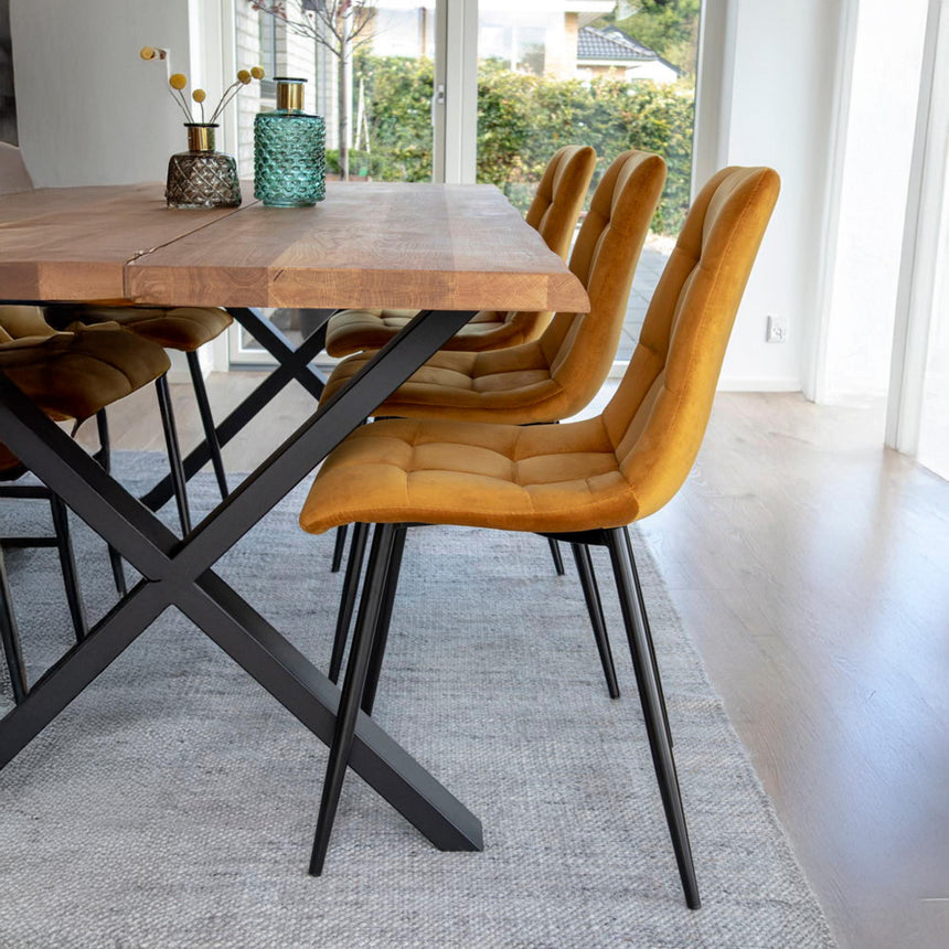 2 x Middelfart Mustard Velvet Fabric Dining Chair-6
