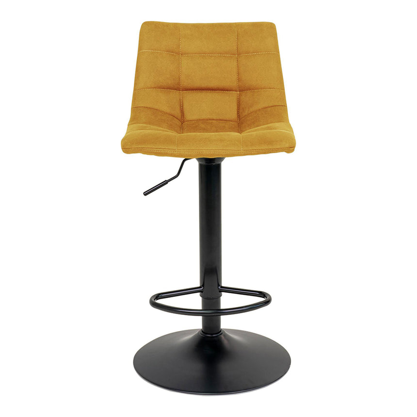 2 x Middelfart Mustard Yellow Velvet Fabric Barstool-2
