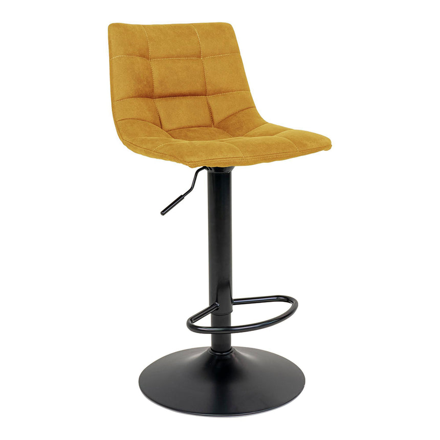 2 x Middelfart Mustard Yellow Velvet Fabric Barstool-3