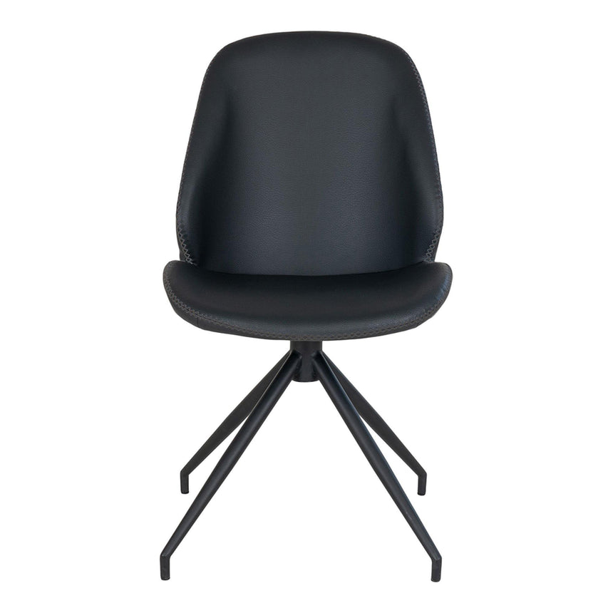 2 x Monte Carlo Black Faux Leather Swivel Dining Chair-2