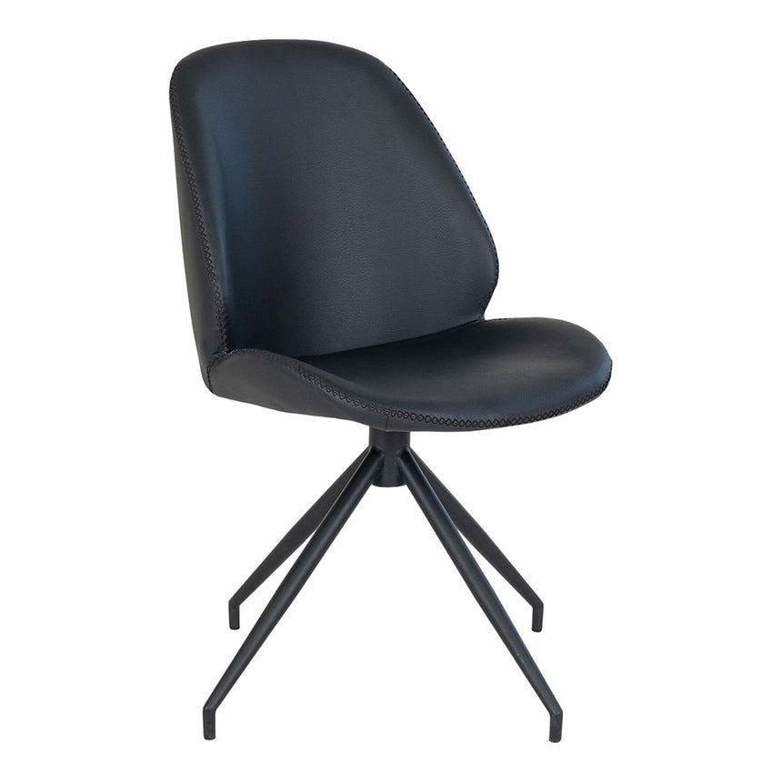 2 x Monte Carlo Black Faux Leather Swivel Dining Chair-3