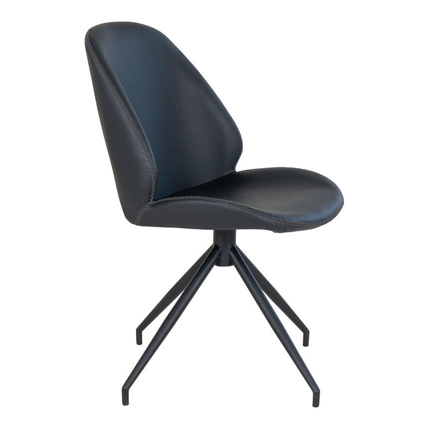 2 x Monte Carlo Black Faux Leather Swivel Dining Chair-4