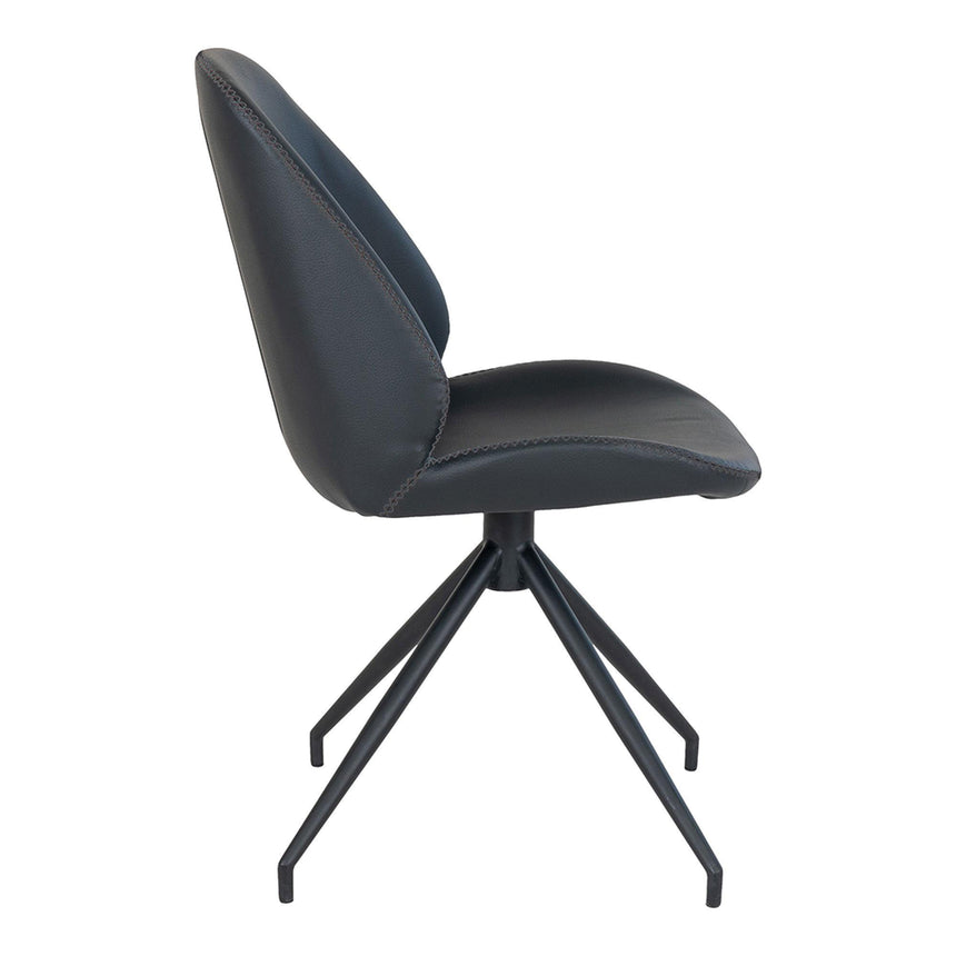 2 x Monte Carlo Black Faux Leather Swivel Dining Chair-5
