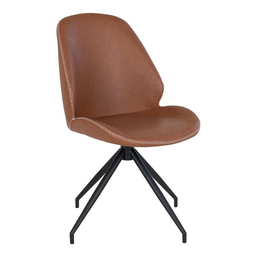 2 x Monte Carlo Vintage Brown Faux Leather Swivel Dining Chair-3